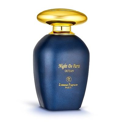 L&#39;Orientale Fragrances Night De Paris Ocean 100ml 3.3oz - Oil-Based Perfumes for Women Men, Unisex Aromatic Aquatic Eau de Parfum wBergamot - Long-Lasting Up to 24 Hours, Ideal for All Seasons