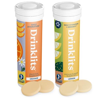 Drinklits Orange Electrolyte Hydration Lemon Immunity Tablets (2) Tube Combo Pack Great Taste - Gluten Free - Daily Use 20 Servings (10 Tablets Per Tube)