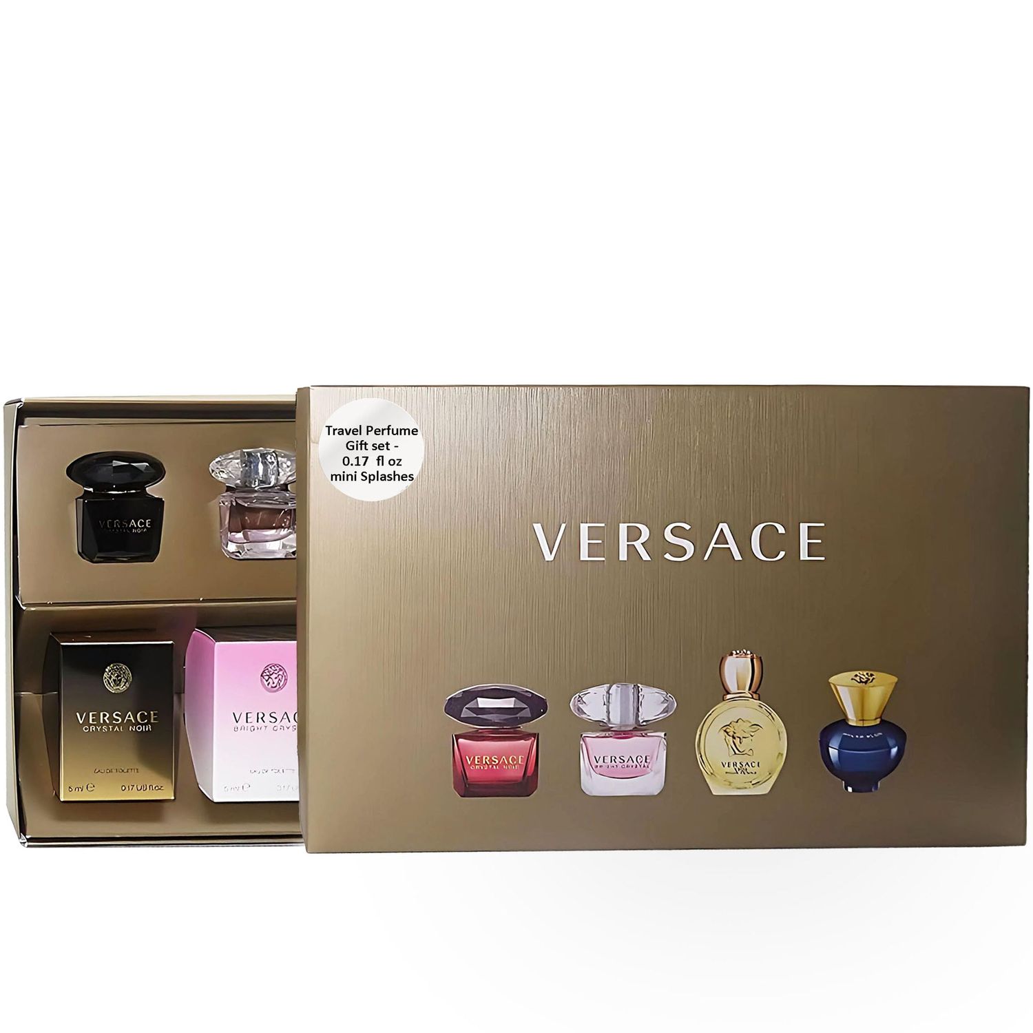 Versace Gifts Sets Womens Mini Set (Crystal NoirBright CrystalEros Pour Femme EDT, Pour Femme Dylan Blue EDP)