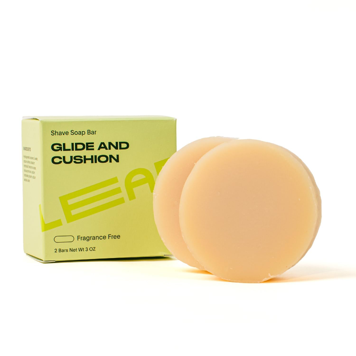 Leaf Shave Shave Soap Bar 2-Pack, Unscented - All-Natural, Fragrance-Free Bar Soap for Shaving for Women Men, 1.5 oz