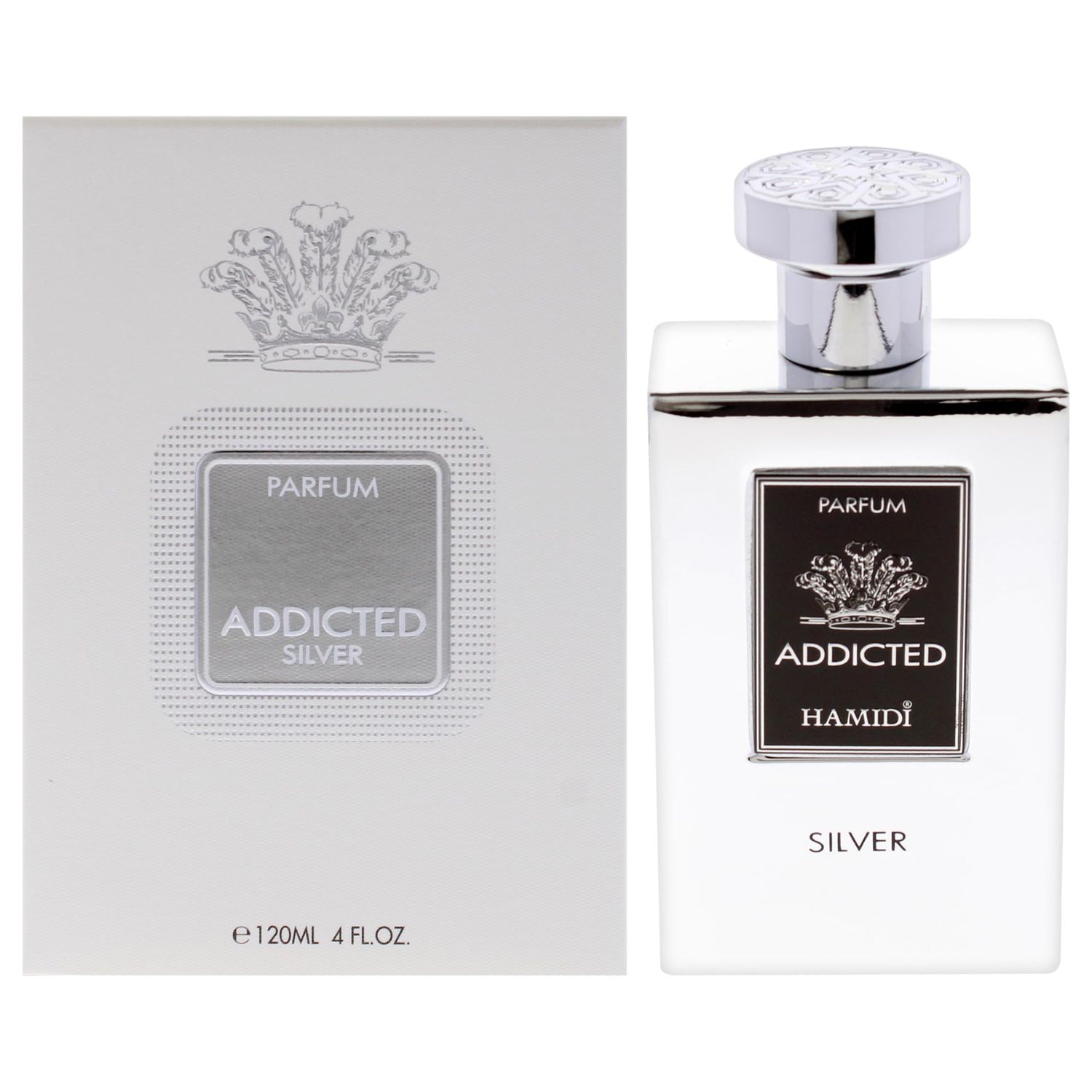 HAMIDI Addicted Silver Parfum 120 Ml 4 FL.OZ, Long Lasting Unisex Fragrance, Perfume For Men And Women