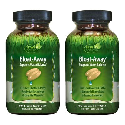 Irwin Naturals Bloat-Away - 60 Liquid Soft-Gels, Pack of 2 - Water Balance Support - Replenish Electrolytes Essential Minerals - 40 Total Servings