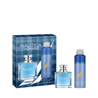 Nautica Voyage Eau de Toilette Deo Body Spray Gift Set, Notes of Apple, Cedarwood, Mimosa, Men&#39;s Fragrance, Long Lasting, Everyday Fragrance