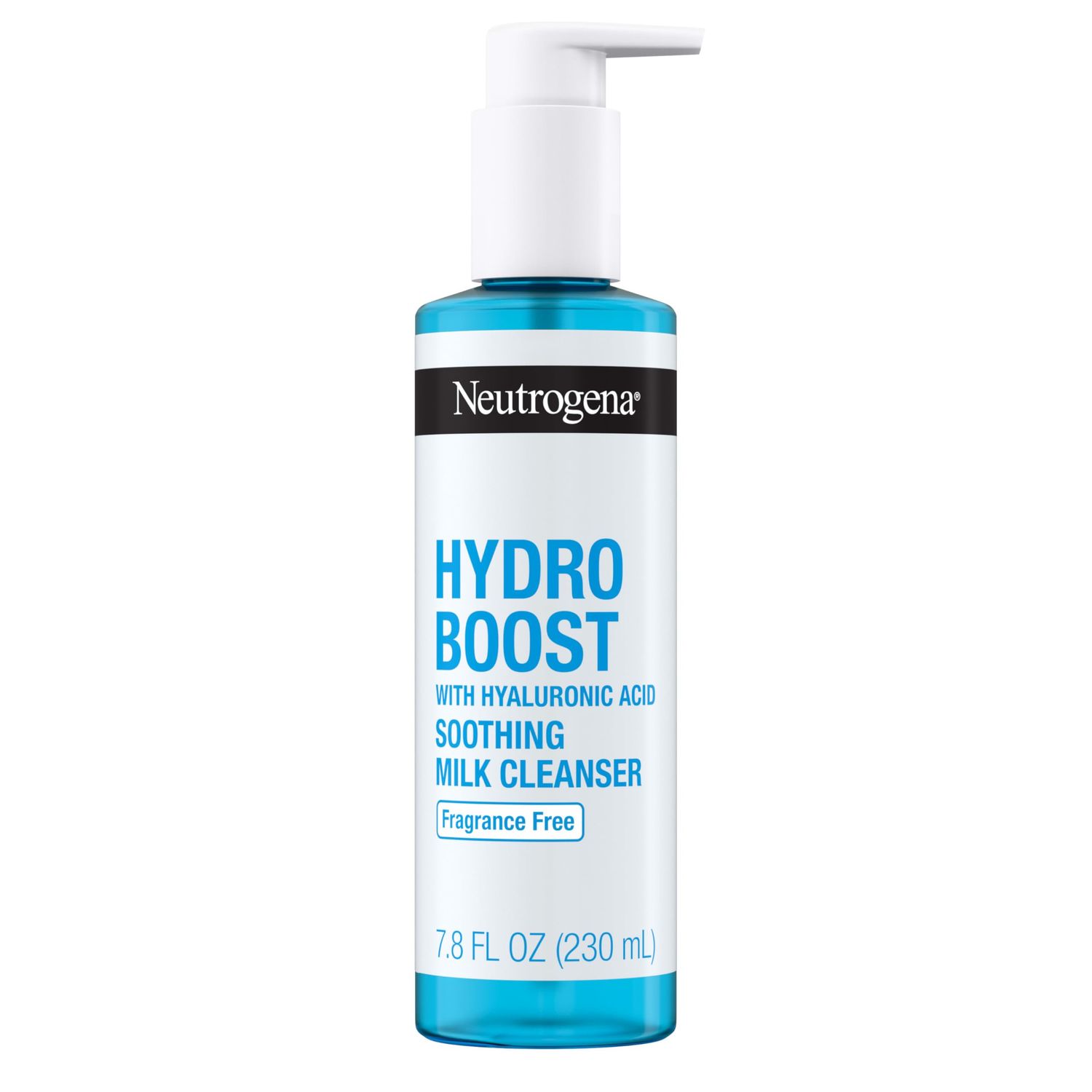 Neutrogena Hydro Boost Soothing Milk Facial Cleanser with Hyaluronic Acid, Hydrating Face Wash Gently Lifts Dirt Oil Leaving Soft Soothed Skin, Hypoallergenic, Fragrance-Free, 7.8 Fl. Oz