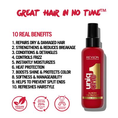 REVLON PROFESSIONAL UniqOne Moisturizing Leave-In Treatment, Repair For Damaged Hair, Classic Fragrance, 5.1 Fl Oz150 ml (Pack of 1)