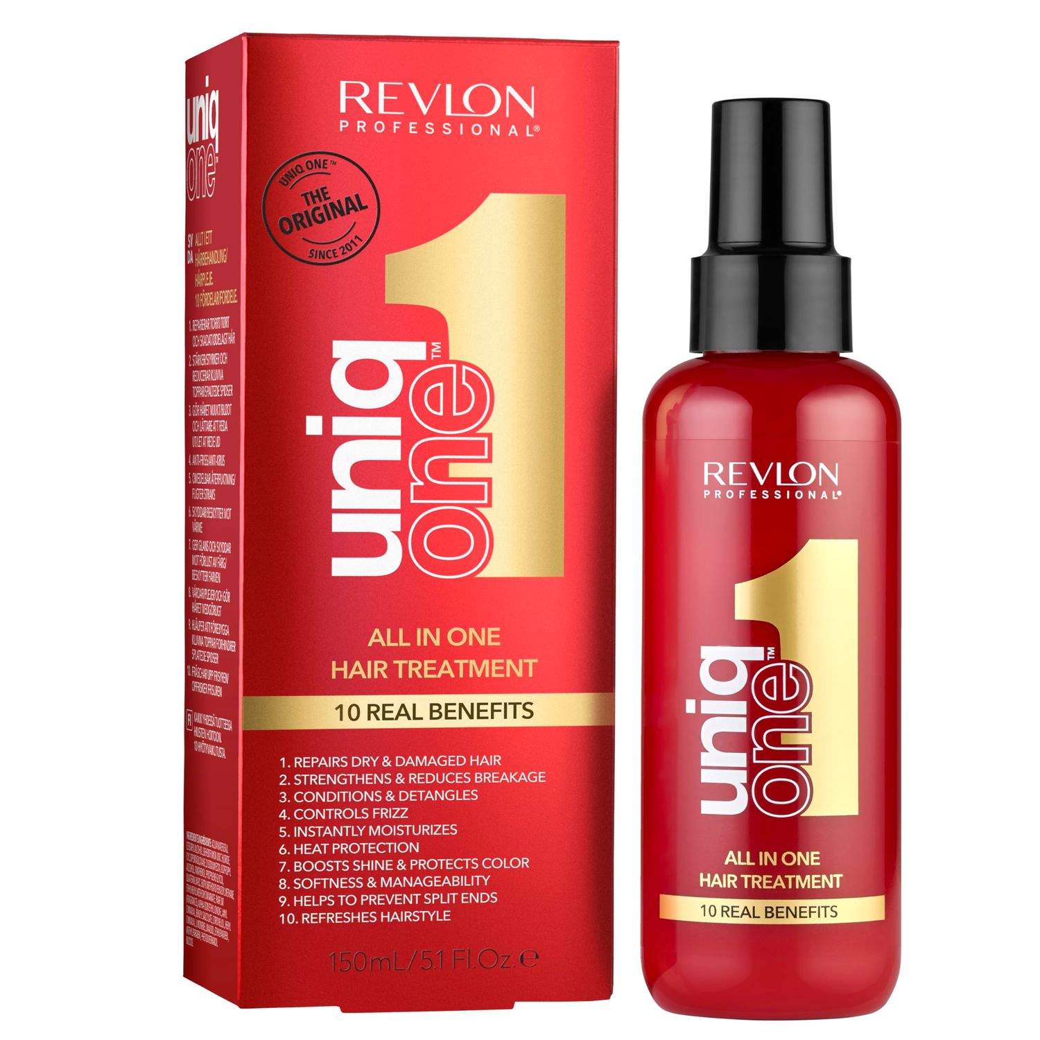 REVLON PROFESSIONAL UniqOne Moisturizing Leave-In Treatment, Repair For Damaged Hair, Classic Fragrance, 5.1 Fl Oz150 ml (Pack of 1)