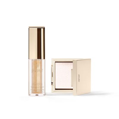 Jouer Glow On La Go Cheek Lip Set - Deluxe Ice Highlighter Diamond Shimmering Tinted Lip Oil - Highlighter Powder for Face - Luminizing Powder Shimmer Lip Oil