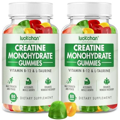 LUCKCHAN Creatine Monohydrate Gummies 5g for Men Women - Creatine for Women - Chewables Creatine Monohydrate for Muscle Strength, Muscle Builder, Energy Boost, 160 Count Pre-Workout Supplement