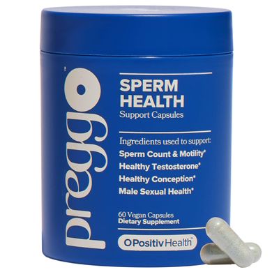 O Positiv Preggo Sperm Health Capsules for Men - OBGYN-Formulated for Improved Sperm Count Motility with Tongkat Ali, NAC, Alpha Lipoic Acid - Male Reproductive Health, 60 Count (Pack of 1)