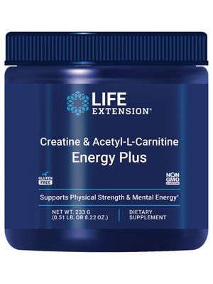 Life Extension Creatine Acetyl-L-Carnitine Energy Plus, Energy Support Supplement, creatine monohydrate, Acetyl-L-carnitine, Gluten-Free, Non-GMO, Vegetarian, 30 Servings