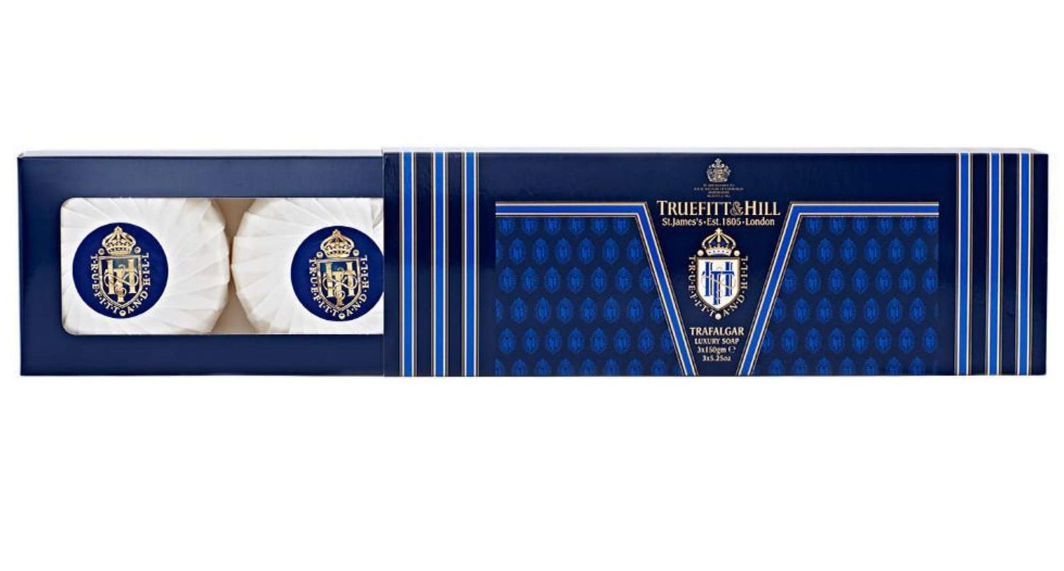 Truefitt Hill Triple-Milled Luxury Bath Body Soaps - Trafalgar - Long-Lasting Fragrance, Premium Rich Lather - 3 x 5.29 oz