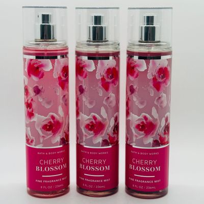 Lot of 3 Bath Body Works Cherry Blossom Fine Fragrance Mist 8 Fl Oz Each (Cherry Blossom)