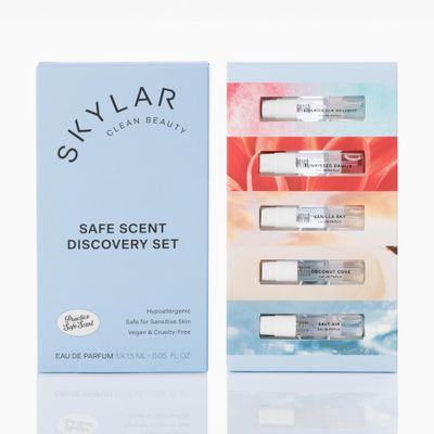 Skylar Perfume Discovery Spray Sampler Set - Boardwalk Delight, Sunkissed Dahlia, Vanilla Sky, Salt Air, Coconut Cove - Hypoallergenic Clean Perfume for Women Men - 5 1.5mL