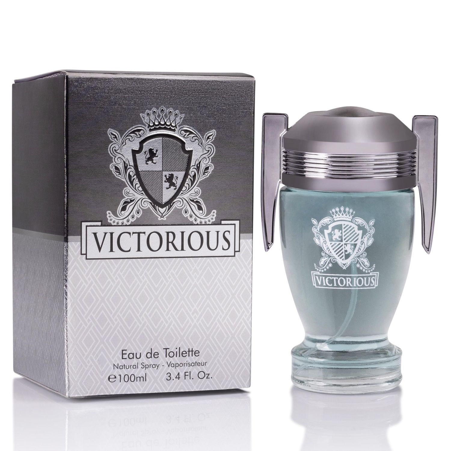 Victorious for Men Eau De Toilette - Woody Aquatic Fragrance - Aromatic Bay Leaf Jasmine Woody Base of Guaiac Wood, Patchouli, Oak Ambergris - Fresh Sporty Composition - 100ml Spray Bottle