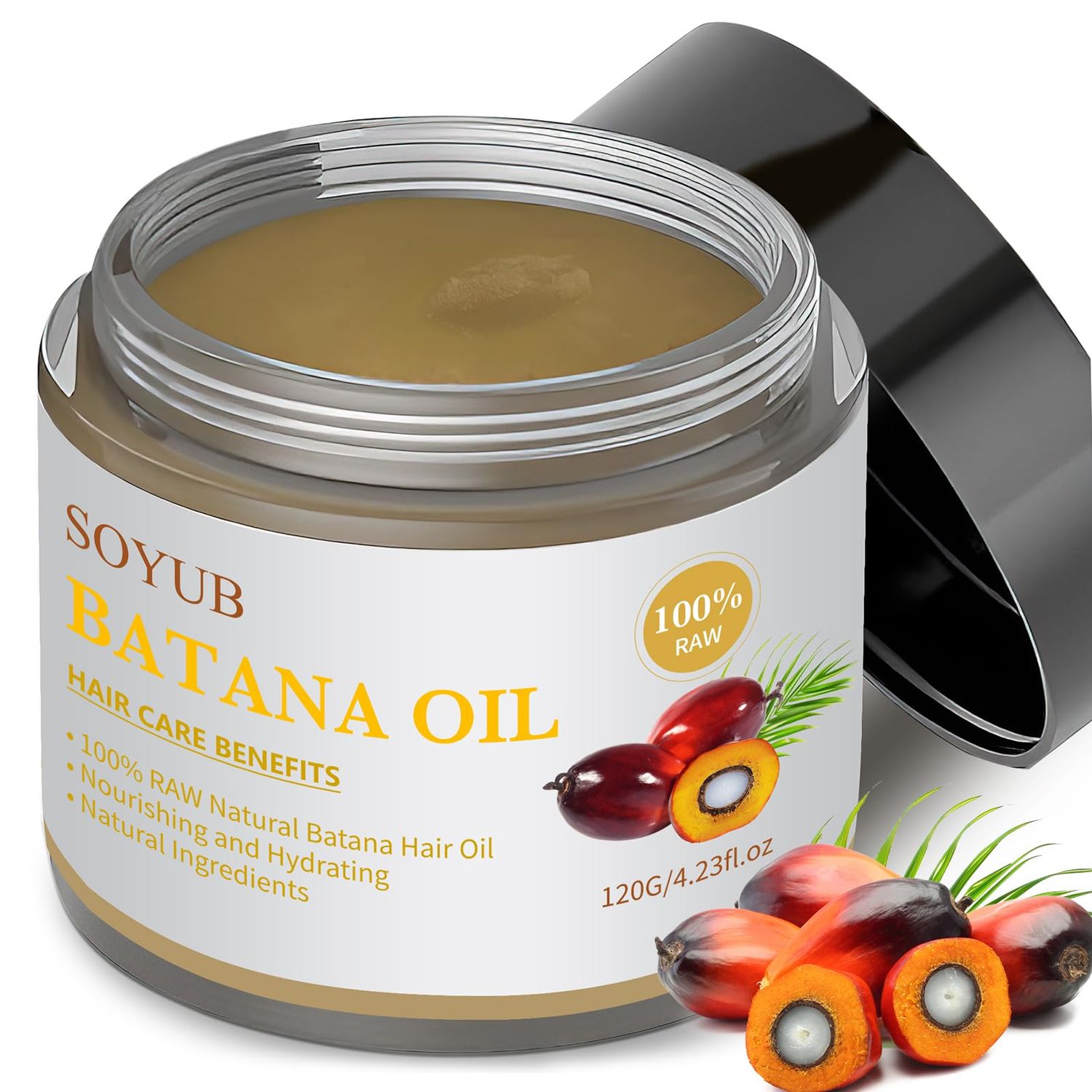 Batana Oil for Hair Growth - 100 Unrefined Batana Oil - Dr. Sebi Raw Batana Oil from Honduras - Prevents Hair Loss, Promotes Hair Growth and Thickness for Men Women, Eliminates Split Ends 4.23 OZ