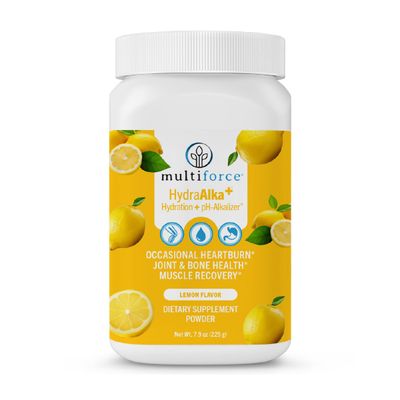 Multiforce HydraAlka Premium Alkalizing Supplement Beats Acid Non-Chronic Heartburn Hydrates with Electrolytes Supports pH Balance, Muscle Recovery Bone Health 30 Servings, 3 Flavors