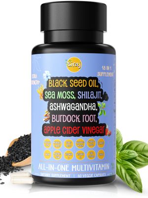 Black Seed Oil, Shilajit, Sea Moss, Ashwagandha, Turmeric, Bladderwrack, Burdock, Elderberry, Vitamin C, Vitamin D3, Vitamin B, Manuka Honey, Nootropic Formula (Vitamin B Complex and L-Theanine)