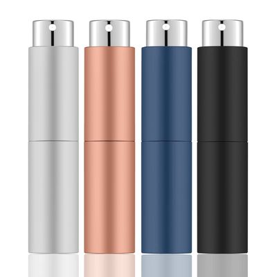 Lil Ray 8ML Portable Mini Perfume Atomizer Spray Bottle(4 PCS), Travel Refillable Atomizer Sprayer for Perfume,Cologn, Fragrance with Twist Design (Matte BlackRose GoldBlueSilver)