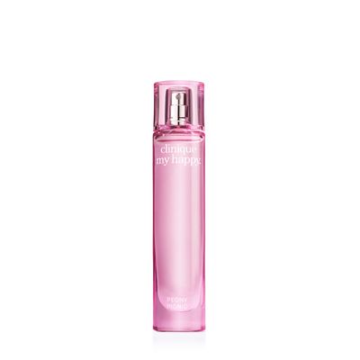 Clinique My Happy Fragrance Spray, Peony Picnic Notes of Peonies Succulent Plum, Mini Travel Size, 0.5 Fl Oz