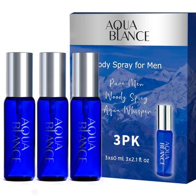 AQUA BLANCE Body Spray For Men, 2.1 Fl Oz60 ML, Travel Size 3-Pack Set