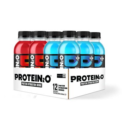 Protein2o 15g Whey Protein Isolate Hydration Drink Plus Energy Focus, 350mg of Electrolytes, Vitamins B5 B6, Sugar Free, Energy Variety Pack, 16.9 oz Bottle (Pack of 12)