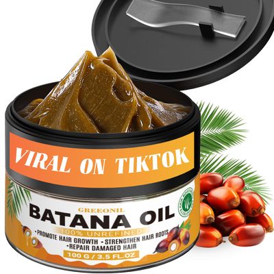 GREEONIL Batana Oil for Hair Growth, 100 Unrefined, Organic and Natural Dr Sebi Raw Batana Oil for Men Women, Prevents Hair Loss, Eliminate Frizzy, Damaged and Split Ends, 3.5 Oz