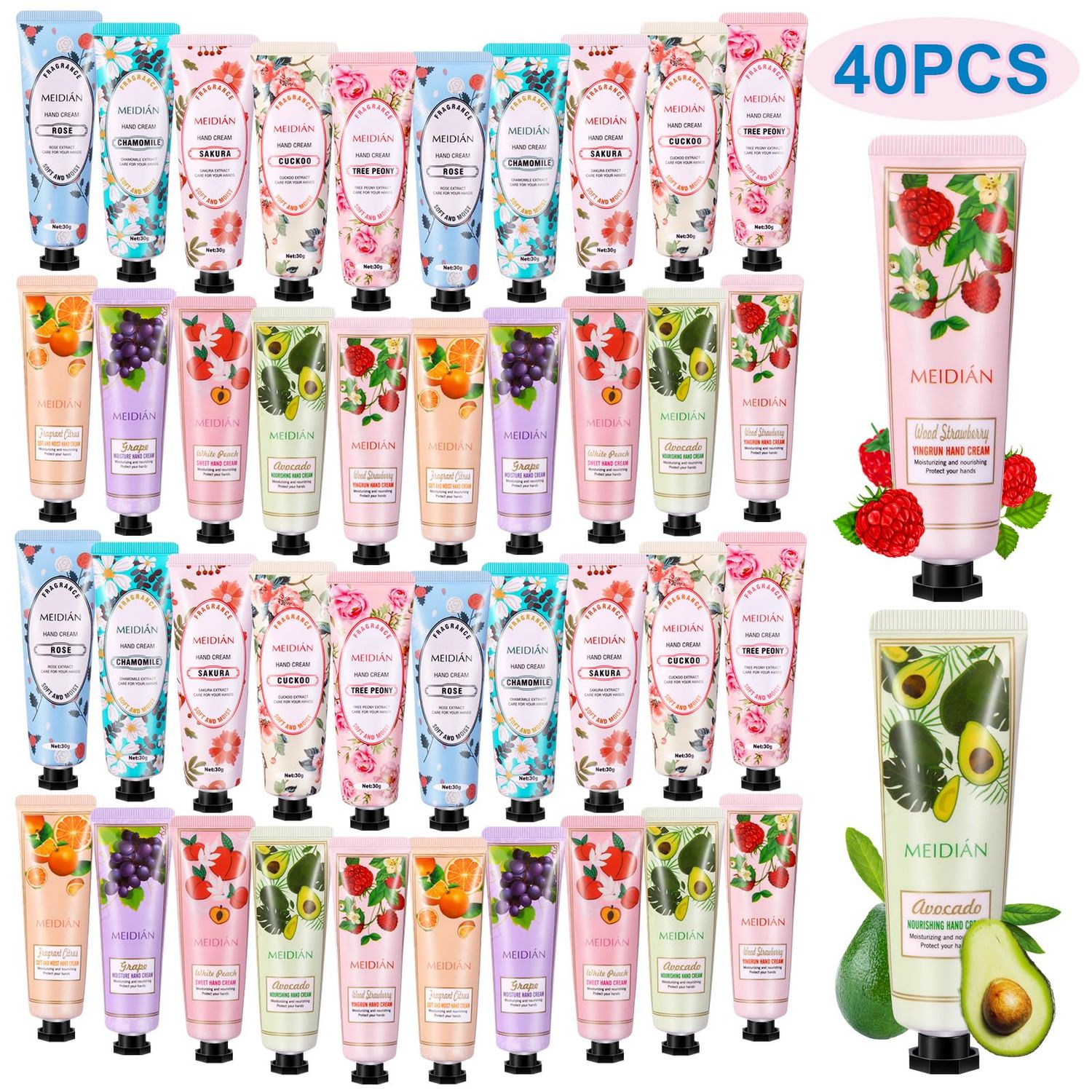 OFUN 40 Pack Hand Cream Gift Set for Women Mini Hand Care Lotion Travel Size for Dry Cracked Hand Plant Fragrance Hand Care Moisturizing Cream for Christmas Mother&#39;s Day Valentine&#39;s Day (40 Pack)