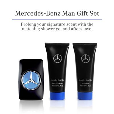 Mercedes-Benz Man - Elegant Fragrance Set With Sensual, Floral, Woody Notes - Mesmerize The Senses With Original Luxury Mens Fragrance Gift Set - Endless Day Through Night Scent Payoff - 3 Pc