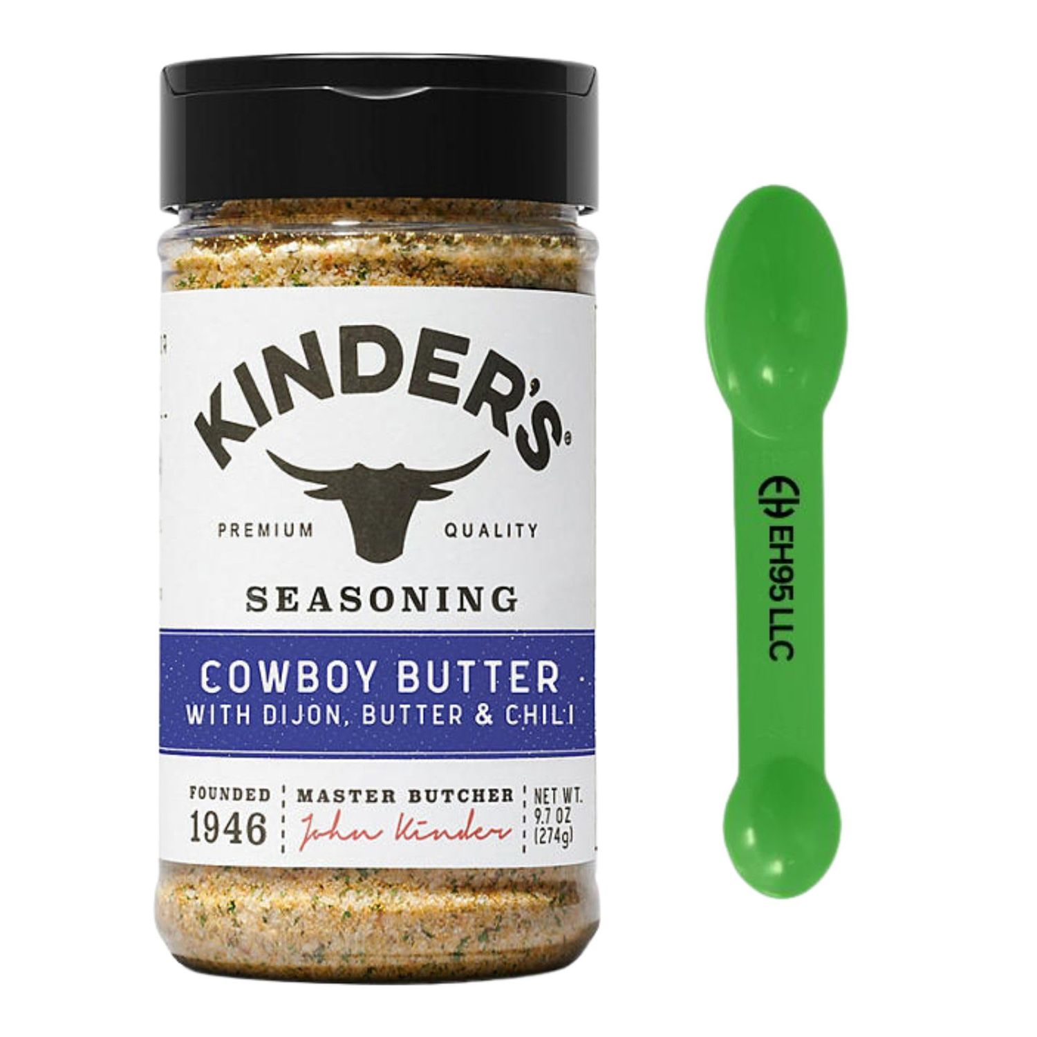 Kinders Seasoning Cowboy Butter with Dijon, Butter and Chilli 9.7 oz - (Pack of 1) 2 in 1 Measuring Spoon Included