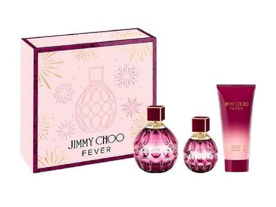 Jimmy Choo Fever Eau de Parfum 3 Piece Set - 3.3 fl. oz. Spray 1.3 fl. oz. Spray, 3.3 fl. oz. Body Lotion - Long Lasting Fragrance with notes of Plum Nectar, Heliotrope Tonka Bean - Warm Floral