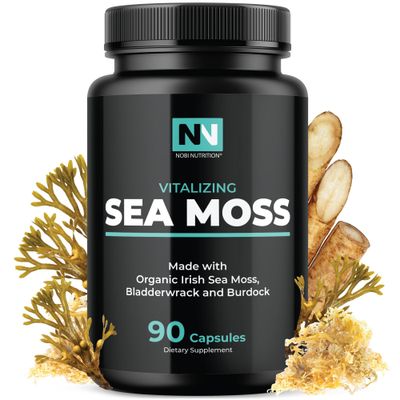 Irish Sea Moss Capsules With Organic Irish Moss, 300mg Burdock Root 500mg Bladderwrack Powder 45-Day Supply 1300mg Complex Provides Iodine for Thyroid Immune Support 90 Veggie Pills