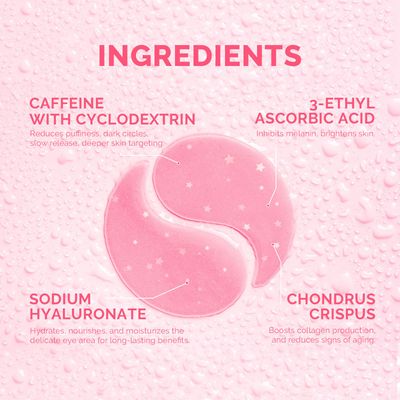 Under Eye Patches for Puffiness and Dark Circles Caffeine Gel Masks for Undereye Wrinkles Bags - Instant Moisturizing Brightening Skincare Pads - Gift for Women Mom Wife - 30 Pairs (Rose)