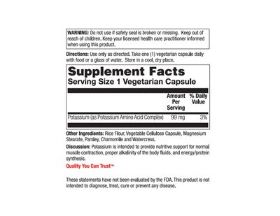 Nature's Life Potassium 99 mg - Potassium Nutritional Supplement - Minerals for Energy, Muscle Health Electrolytes - 250 Vegetarian Capsules