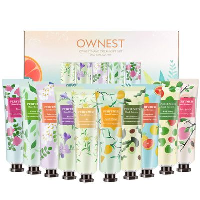 Ownest 10 Pack Hand Cream Kit, Fruits Extract Fragrance Moisturizing Hand Care Cream, Hydrating Formula with Vitamin E Hand Lotion for Dry Crack Skin, Protable Travel Size, Best Gift Kit
