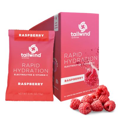 Tailwind Nutrition Rapid Hydration Powder Packets, Electrolyte Drink Mix, Non-GMO, Vegan, Vitamin-C, Raspberry, Pack of 12 Sticks