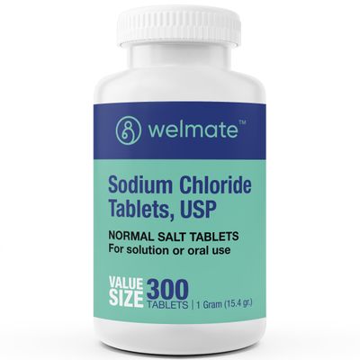 WELMATE Sodium Chloride Tablets, 300ct - Maintains Hydration Electrolyte Balance, 1000mg per Tablet, 15.4g Total, Tablet Form