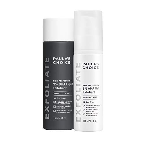 Paula&#39;s Choice SKIN PERFECTING 8 AHA Gel Exfoliant 2 BHA Liquid Duo - Facial Exfoliants for Blackheads, Enlarged Pores, Wrinkles, and Fine Lines wGlycolic and Salicylic Acid