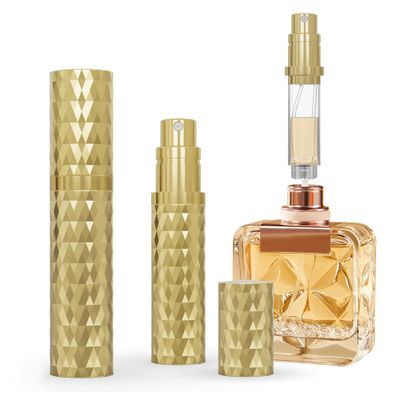 3zorqinron Perfume Travel Refillable Bottle, 5ML Diamond pattern aluminum Shell Atomizer for Perfume - Portable Mini Cologne Sprayer Boottle for Woman Man - Travel Must Fragrance Spray Bottle