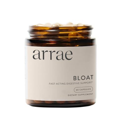 Arrae Fast-Acting Bloating Relief Digestive Enzymes, All Natural Bloat, Gas Indigestion Relief Capsules, 60 Count