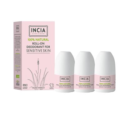 Incia, Natural Deodorant Vegan Aluminum Free Deodorant for Men and Women Fresh Cruelty Free, Paraben Free, Natural Fragrance (Sensetive, Pack of 3)