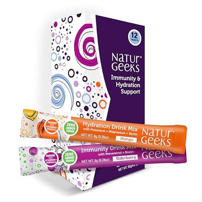 NutraGeeks Vegan Electrolytes Powder Packets - Sugar-Free Electrolytes for Instant Hydration - Hydration Powder with Elderberry Mango Flavors - No Sugar, 12 Servings