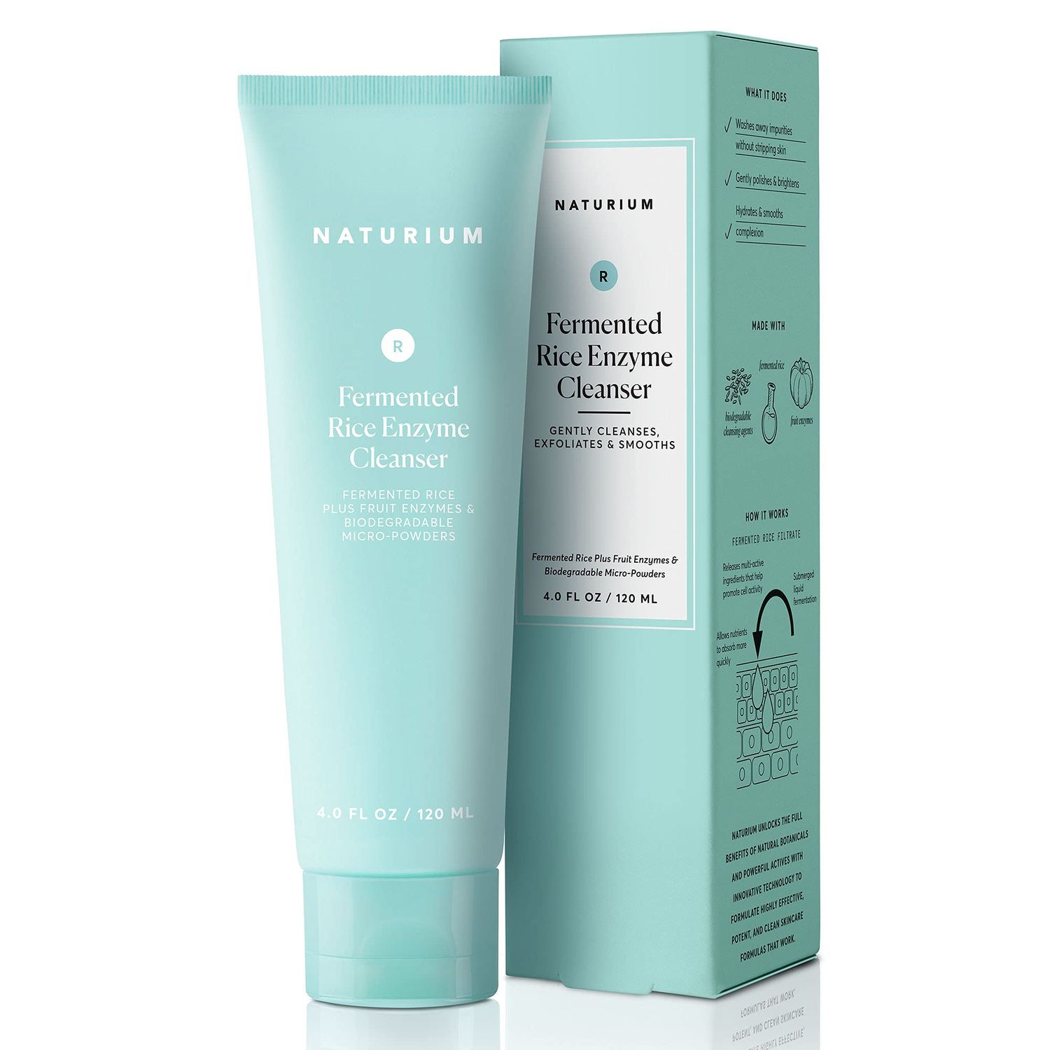 Naturium Fermented Rice Enzyme Cleanser, Plus Fruit Enzymes Biodegradable Micro-Powders, 4 oz