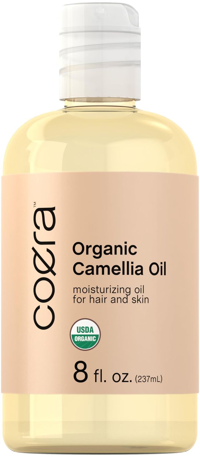 Coera Camellia Oil 8 fl oz (Pack of 1) Certified Organic Moisturizing Oil for Hair and Skin Free of Parabens, SLS, Fragrances