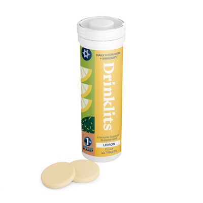 Drinklits Lemon Daily Immune Support Tablets 0g Sugar - Vitamin C - Electrolytes - Botanical Blend Single Tube (10 TabletsServings)