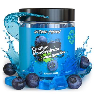 ASTRAL FUSION Creatine Monohydrate Sugar-Free Gummies WL-Taurine Vitamin B12, 100 Plant-Based, 120 Count, 5g Per Serving