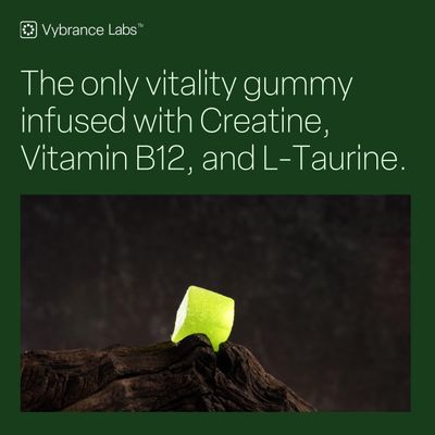 VYBRANCE LABS Creatine Monohydrate Gummies for Women Men - 5g Creatine with Taurine B12 for Energy, Muscle Focus Vegan, Sugar Free, Gluten-Free Creatine Monohydrate 120 ct Green Apple