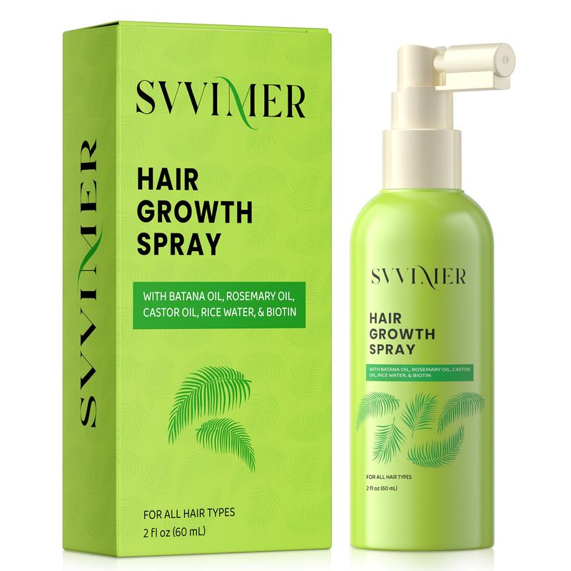 Svvimer Hair Growth Serum Spray - with Rosemary Batana Oil Biotin for Hair Loss and Thinning Hair - Thicker Fuller Hair for Women Men 2 Fl Oz (Pack of 1)