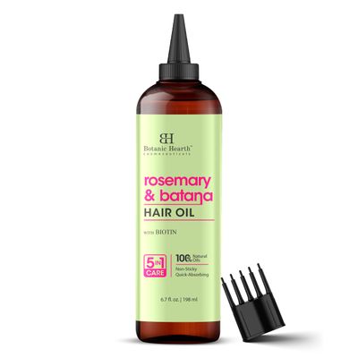 Botanic Hearth Rosemary Batana Hair Oil (6.7 fl oz) Revitalizing and Strengthening Hair Treatment for Fuller, Healthier-Looking Hair Paraben Free Suitable for All Hair Types