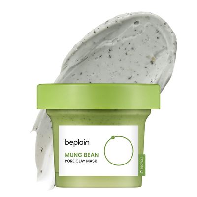 beplain Mung Bean Pore Clay mask (4.05 fl oz 120ml) Fragrance-Free Wash Off Mask for Blackhead Whitehead Care Quick 3 Minute to Gently Cleanse, Exfoliate and Tighten Pores Korean Skincare