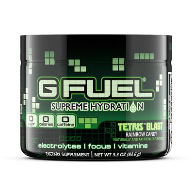 G Fuel Tetris Blast Electrolytes Powder, Water Mix for Hydration, Energy and Focus, Sugar Free, Zero Caffeine Supplement with Essential Minerals, Rainbow Candy Flavor, 3.3 oz (30 Servings)